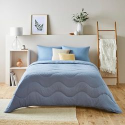 Night Lark - Coverless Duvet - Tufted Dots Collection - Soft Touch Luxury Bedding - Machine Washable - Hypoallergenic (Dusk Blue, 4.5 Tog - Super King.)