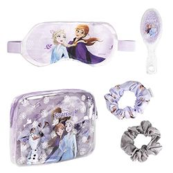 CERDÁ LIFE'S LITTLE MOMENTS - Coffret Cadeau : Masque de Nuit, Peigne et Chouchous en Tissu La Reine des Neiges - Licence Officielle Disney