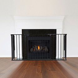 Safetots Multi Panel Fire Surround, 33cm Deep x 138cm Wide, Black, Child and Pet Fire Safety, Baby and Toddler Fire Guard, Safety Barrier for Fireplaces, Easy Installation