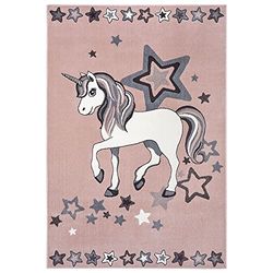 HANSE Home Unicorn Dream Tapis pour Enfant - Tapis de Chambre d'enfant - Motif Licorne à Poils Courts - Motif étoiles - Antidérapant - pour Chambre d'enfant - Violet, 80 x 150 cm
