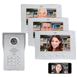 ELRO DV477IP3 Wifi IP Video Deur Intercom - 3 Appartementen - met 3x 7 inch kleurenscherm - Color Night Vision - Bekijken en communiceren via App