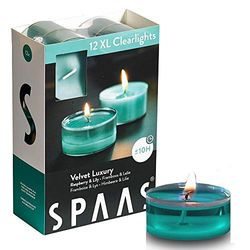 SPAAS 12 Maxi Clearlights Geur, theelichten in transparante cup, ± 10 uur - Velvet Luxury