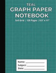 Teal Graph Paper Notebook: 5x5 Grid | 120 Pages | 8.5" X 11": Graph Paper for Math, Algebra, Geometry, Science, Drafting, Design, Bullet Journals & ... for Students, Teachers, and Professionals
