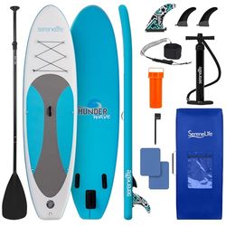 SereneLife Opblaasbaar Stand-Up Paddleboard - Antislip SUP Paddle Board met Peddel, Pomp, Leash en Accessoires - voor Volwassenen en Jeugd