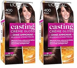 L'Oréal Paris Coloration sans ammoniaque et sans silicone - Coloration intense nourrissante avec baume brillant et réflexe - Couleur pour cheveux - N°400 marron (Lot de 2)