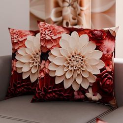 PETTI Artigiani Italiani - Par de Fundas de cojín de 30 x 30 cm de Microfibra, Cojines Decorativos para Dormitorio, sofá, salón, Juego de 2 Fundas de cojín, Funda de cojín Floral 05 24, 100% Made in