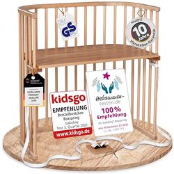Babybay Boxspring Berço colecho babybay de madeira maciça de faia/cama infantil infinitamente ajustável em altura e ecológica/berço que cresce com a criança, lacado natural
