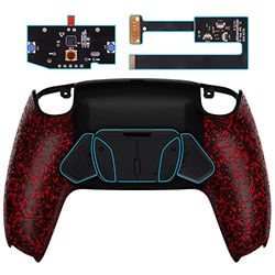 eXtremeRate Textured Red Programable RISE4 Remap Kit for ps5 Controller BDM-010 BDM-020, Upgrade Board & Redesigned Back Shell & 4 Back Buttons - Controller NOT Included