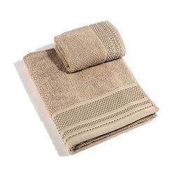 Caleffi - Serviette de Bain 2 Pièces en 100% Coton Eponge – 1 Serviette Toilette 50x100 cm + 1 Serviette Visage 40x60 cm, Douce et Ultra Absorbante - Serviettes Eponge - Lot Serviette