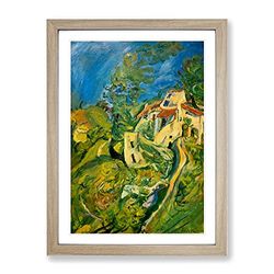 Landscape Town View By Chaim Soutine Classic Painting Framed Wall Art Print, Ready to Hang Picture for Living Room Bedroom Home Office Décor, Oak A2 (64 x 46 cm)