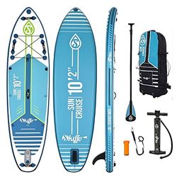 Skiffo PB-SSC102C Opblaasbare SUP Stand Up Paddle, Sun Cruise 10'2 – PB-SSC102C – opblaasbare plank, dropstitch, dubbellaags, met peddel, lijn, pomp en transporttas, 284 l – 310 x 84 x 15 cm