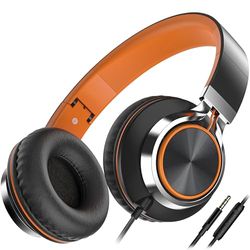 Ailihen C8 hoofdtelefoon bedraad met microfoon, opvouwbare en verstelbare on-ear headsets volumeregeling, HD stereogeluid, 3,5 mm jack voor Chromebook, laptop, smartphone, studeerkamer, kantoor,