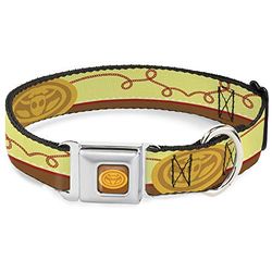 Buckle-Down Hondenhalsband veiligheidsgordelgesp Toy Story Woody Bounding Cowboy gesp geel rood bruin 15 tot 26 inch 1,0 inch breed, meerkleurig (DC-WDY516-L)