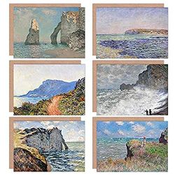 Artery8 Claude Monet Cliff Poppy Creuse Cliff Pourville Fine Art Greeting Card Pack of 6