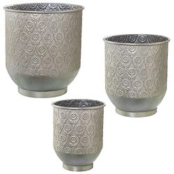 SET 3 MACETEROS METAL PLATEADO °32X34+°26X29+°21X26CM
