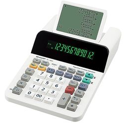 Sharp EL-1501 - Calculadora de Escritorio (Pantalla LCD de 12 dígitos y 5 líneas, Funciona con Pilas, 150 x 62 x 228 mm), Color Blanco