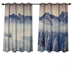 Anshesix Nature Outdoor Balcony Privacy Curtain Snowy Winter Dramatic Overcast Sky Wonderland Snowfall Seasonal Panorama Print W63xL72(160cm x 183cm)