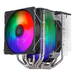 SilverStone Technology Hydrogon D140 ARGB Refroidisseur CPU de haute performance à deux tours avec six caloducs en cuivre et deux ventilateurs ARGB SST-HYD140-ARGB