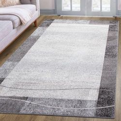 oKu-Tex Tapijt geweven tapijt voor woonkamer, hal, slaapkamer, tapijtloper, brug, lichtgrijs, modern geometrisch design, Öko-Tex 100, afmetingen 80 x 150 cm, 30181grijs, 080150