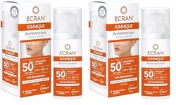 Ecran Sunnique - Fluido Protector Solar SPF 50 Antimanchas con Niacidamina, Protege de Quemaduras, Corrige Imperfecciones, Unifica el Tono de la Piel, Fórmula con VitEox 80-50 ml (Paquete de 2)