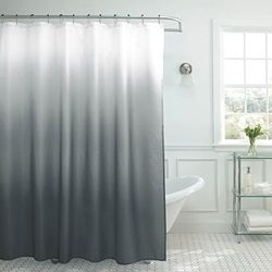 Creative Home Ideas Ombre Waffle Weave Tenda da Doccia con Anelli di Metallo a Rullo, Vinile, Dark Grey, 70 * 72inch