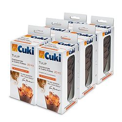 Cuki Contenitori In Carta Forno Antiaderenti Tulip - Ø7,7 X H8 Cm - 6 Confezioni Da 20 Pezzi