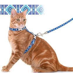 CH 05-Blue-mSupet - Pettorina e guinzaglio per gatti a prova di fuga, set di guinzagli e pettorine regolabili per camminare, imbracatura leggera per gatti grandi e piccoli