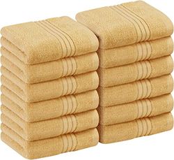 Utopia Towels - 12 Pack Luxury Wash Cloths Set (30 x 30 CM) 100% Cotton Ring Spun, Highly Absorbent and Soft Feel Washcloths for Bathroom, Spa, Gym, and Face Towel (Beige)