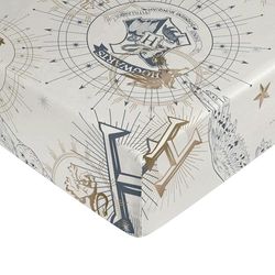 BELUM | Lenzuolo di sotto Harry Potter Misura Prodotto: 90 x 200 cm +35 cm Soffietto - Tessuto: 100% cotone 175 fili - Modello: Hpotter Gold (Hpotter Gold Beig, 140 x 200 cm +35 cm soffietto)