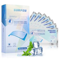 SURFOU Bandes blanchissantes douces pour les dents 28 traitements 56 bandes – blanchiment des dents sans peroxyde pour un sourire radieux - blanchiment doux des dents