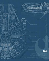 Komar Muurafbeelding | Star Wars Blueprint Falcon | Kinderkamer, Jeugdkamer, Decoratie, Kunstdruk | zonder lijst | WB176-40x50 | Maat: 40 x 50 cm (breedte x hoogte)