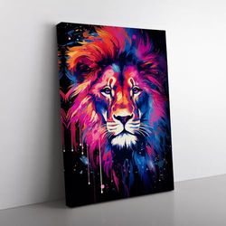 Leo Zodiac Gestural Art No.3 Canvas Print for Living Room Bedroom Home Office Décor, Wall Art Picture Ready to Hang, 76x50 cm (30x20 Inch)