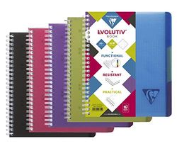 Clairefontaine 329755C LiniColour Intensive Evolutiv'Book A Perforated Spiral Notebook - A5+ 16x21cm - 180 Small Squares Framed Pages - 90g White Paper - Random Colour Polypro Cover