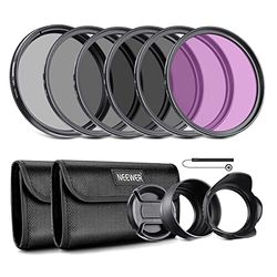 NEEWER 55 mm Kit de filtro ND e acessórios de lente, ND2 ND4 ND8 UV FLD CPL(polarizador circular) conjunto de filtros com tampa de lente / para-sol de lente em forma de Tulipa/para-sol de lente de
