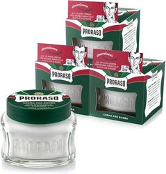 Proraso Crema Pre Barba Rinfrescante, 3 x 100ml, Crema barba pre-rasatura rinfrescante e tonificante con Olio d'Eucalipto e Mentolo, Made in Italy