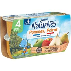 Nestlé Naturnes BIO Purée de Fruits Bébé Pomme Poire - Dès 4/6mois - 4x130g