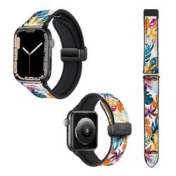 Cinturino per Apple Iwatch 22 mm (38/40/41/42/44/45 mm) in silicone e vera pelle: Exotic