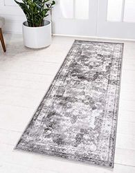 Unique Loom Sofia Collection Tapis Traditionnel Vintage d'inspiration française pour décoration d'intérieur (0,6 x 2,7 m, Gris/Gris Clair)