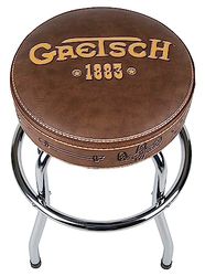 Gretsch "1883" Barstool, Perfect for Guitar Players and Fans, Matte Yellow Gretsch Logo Barstool, Foam Padded, 24", Brown