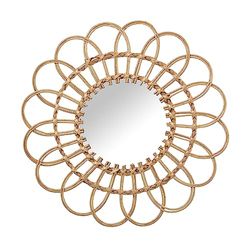 DRW Specchio da parete rotondo in vimini naturale 46x46x2 cm