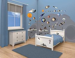 Walltastic Space Adventure Room Decor Wandsticker, unisex, kinderen, meerkleurig, eenheidsmaat (maat fabrikant: 6 large Sheets)