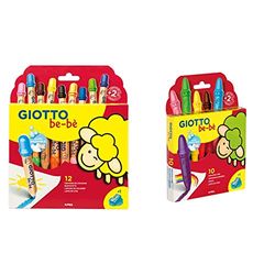 GIOTTO be-bè - Etui-coffret 12 maxi crayons + 1 taille-crayon & Etui 10 crayons cire + 1 taille-crayon