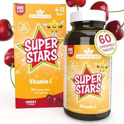 Natures Aid Super Stars Vitamin C for Children 4-12 Years, 60 Chewable Tablets