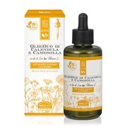 Helan, Oleoduo Calendula e Camomilla, Oleolito, Ideale per il massaggio, Pelli sensibili, Olio Corpo, 100 mL