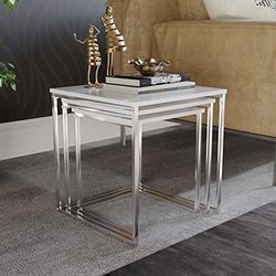 Vida Designs Charisma Finitura Cromata Modern Living Room Furniture Tavolini, Legno, Colore: Bianco Lucido, H 42 x L 40 x P 40 cm Circa