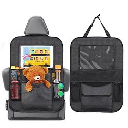 Romon Organisateur de Voiture, Enfant Facile à Entretenir, Arrière Support pour Tablette Transparent, Protection Siege Voiture Enfant, Noire Grille