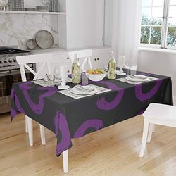 Bonamaison, Anti-moisissure, Séchage Rapide, Résistant aux Taches, Lavable en Machine, 100% Polyester Nappe de Table, Violet, Noir, 140 x 160 Cm - Conçu et Fabriqué en Turquie