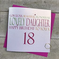 WHITE COTTON CARDS Code N21–45,7 cm Superbe Beautiful Wonderful Daughter Happy Birthday to You 45,7 cm Fait à la Main Grande Carte d'anniversaire 18 Ans