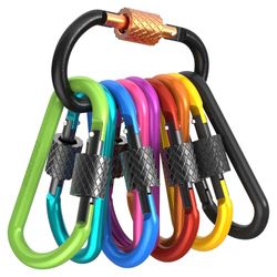 SURFOU 10pcs Moschettone Portachiavi, Moschettoni Arrampicata Carabiner, Moschettone a Vite Multiuso Tipo D Alluminio per zaini, campeggio, tenda, viaggi, pesca, guinzagli per cani, portachiavi
