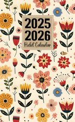 2025-2026 Pocket Calendar: Small 2 Year Monthly Planner for Purse from January 2025 to December 2026 with Holidays, Flower Cover.